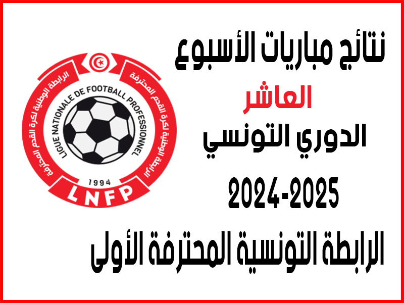 نتائج الأسبوع 10 من الدوري التونسي 2024-2025